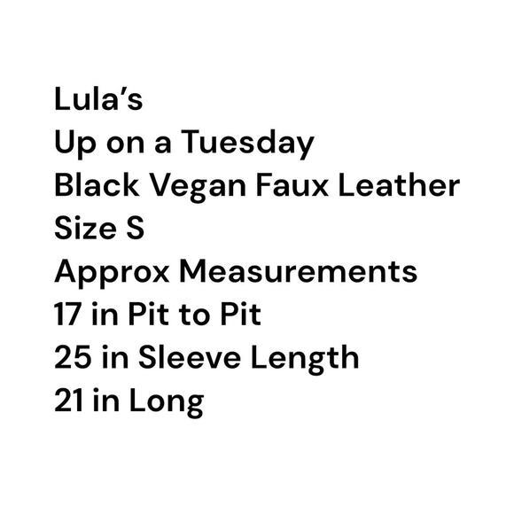 Faux Vegan Leather Jacket Black Moto Biker Goth Punk Rock Size S Lula's - Picture 2 of 15